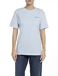 Koszulki i topy damskie - Replay Koszulka damska, 686 Pastel Azure, S - grafika 1