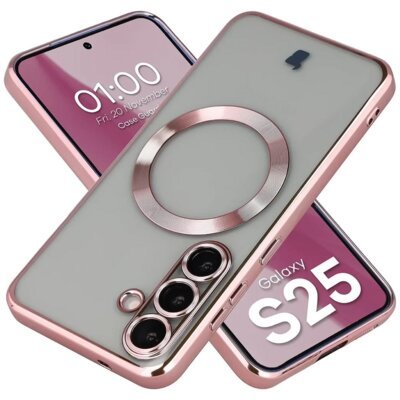 Etui BIZON Case GuardO do Samsung Galaxy S25 Przezroczysto-różowy