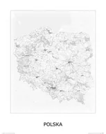 Plakaty - Plakat NICE WALL Polska, czaro-biała, mapa 40x50 cm - miniaturka - grafika 1