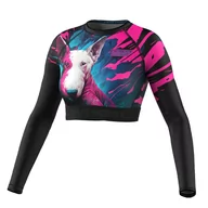 Koszulki sportowe damskie - Crop Top Fitness Damski z długim rękawem Extreme Hobby VIVID BULL TERRIER - miniaturka - grafika 1