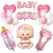 Baby shower i roczek - BALONY n a Powitanie Córeczki BABY GIRL Baby Shower Zestaw Balonów - 24szt - miniaturka - grafika 1