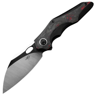 Nóż składany Bestech Nogard Black Titanium/Black Red Marblee Carbon Fiber, Satin/Black Stonewashed M390 by Kombou (BT2105D) - Noże - miniaturka - grafika 1