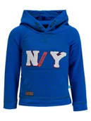 Bluzy dla chłopców - Chłopięca bluza z kapturem bawełniana niebieska Lief r.80 - miniaturka - grafika 1
