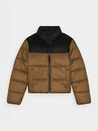 Kurtki i kamizelki sportowe męskie - 4F Kurtka puchowa z wypełnieniem syntetycznym chłopięca - brązowa 164 (13-14 lat) - miniaturka - grafika 1