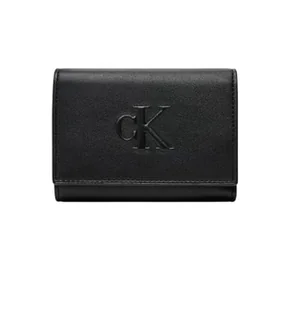 Calvin Klein Jeans Damskie portfele rzeźbione średnie potrójne LV04K1078G, czarne (czarne), jeden rozmiar, czarny (czarny), Rozmiar Uniwersalny - Portfele - miniaturka - grafika 1