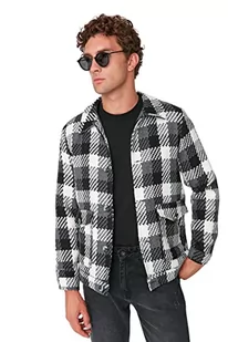 Trendyol Męska koszula z kołnierzem w kratę, regularny płaszcz zimowy, czarny, L, Czarny, L - Płaszcze damskie - miniaturka - grafika 1