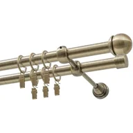 Karnisze - Karnisz DECASTYL Gałka Max z kółkami podwójny 320 cm Mosiądz antyczny - miniaturka - grafika 1