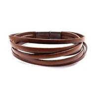 Bransolety męskie - Bransoletka skórzana brązowa - skóra naturalna rzemyki EM - EM Men's Accessories - miniaturka - grafika 1