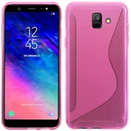 Etui i futerały do telefonów - Samsung Galaxy A6 Silikonowe etui ochronne na telefon komórkowy Czarno-różowy - miniaturka - grafika 1