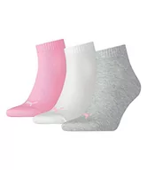 Skarpetki damskie - PUMA Skarpety uniseks Plain Quarter (zestaw 3 szt.), pryzm Pink, 42 EU - miniaturka - grafika 1