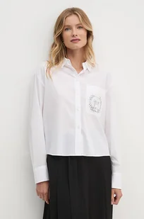 Tommy Hilfiger koszula bawełniana damska kolor biały relaxed z kołnierzykiem klasycznym WW0WW41401 - Koszule damskie - miniaturka - grafika 1
