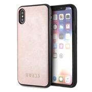 Etui i futerały do telefonów - Guess GUHCI65SLSAPI iPhone Xs Max różowy/pink hard case Saffiano Silicone GUE415PNK - miniaturka - grafika 1