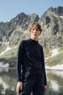 Sweter Golf Wełniany OCELOT Granatowy- damski półgolf 100% wełny merino - Swetry damskie - miniaturka - grafika 1