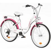 Rowery - Indiana Rower młodzieżowy Moena 24 cale dla dziewczynki Biało-różowy - miniaturka - grafika 1