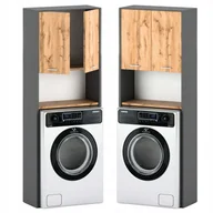 Szafki łazienkowe - Szafka Łazienkowa Szafka Nad Pralkę 64 CM Szara Dąb Wotan Meble Do Łazienki - miniaturka - grafika 1