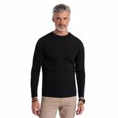Koszulki męskie - Longsleeve męski czarny basic 100% bawełna wygodny OM-LSBL-0106 V1 rozm. M - miniaturka - grafika 1
