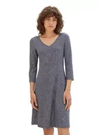 Sukienki - TOM TAILOR Damska sukienka z dżerseju ze wzorem i dekoltem w serek, 32108-granatowy geometryczny wzór, 40 - miniaturka - grafika 1