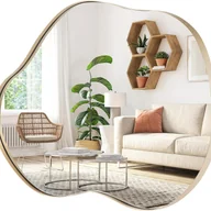 Lustra - Ozdobne lustro ścienne, nowoczesne lustro ścienne z metalową ramą, sypialnia (złote, 56 x 78 cm) - miniaturka - grafika 1