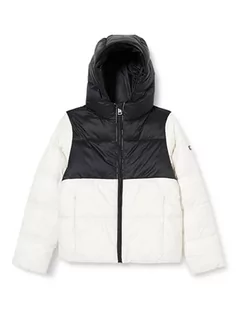 Kurtki i płaszcze dla dziewczynek - Champion Legacy Outdoor G-Light WR Colorblock Hooded Kurtka z kapturem Dziewczyny i Dziewczyny, Off White/Nero, 7-8 lat - grafika 1