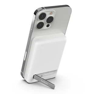 Powerbank bezprzewodowy Belkin BoostCharge Magnetic Wireless Power Bank 5K + Stand MagSafe Compatible 5000mAh 7,5W White - Powerbanki - miniaturka - grafika 1