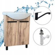 Szafki łazienkowe - Szafka Łazienkowa Stojąca Dąb Złoty z Umywalką 60 Bateria Obrotowa i Syfon - miniaturka - grafika 1