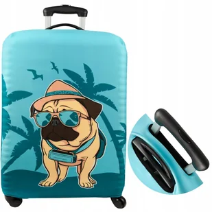 Funkcjonalny pokrowiec na walizkę Sillar z motywem psa mopsa rozmiar M - Akcesoria podróżnicze - miniaturka - grafika 1
