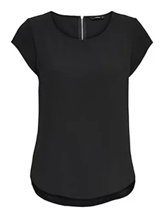 Koszulki i topy damskie - ONLY Women Unicolored Short Sleeve Blouse | Basic Round Neckline | Blouses T-Shirt Top ONLVIC, Colours:Black, Size:34 - grafika 1