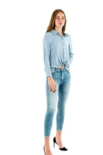 Only Onllecey Ls Knot Shirt Noos WVN Bluzka damska, Cloud Dancer/paski:średni niebieski, M - Bluzki damskie - miniaturka - grafika 1