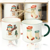 Kubki - Kubek Świąteczny Ceramiczny Na Prezent 300 Ml Boże Narodzenie Bałwan Skarpety Zestaw 2 Szt - miniaturka - grafika 1