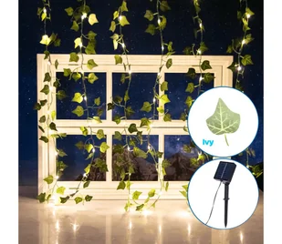 Aigostar - LED Łańcuch solarny 70xLED/4x1m IP65 ciepła biel bluszcz - Lampy ogrodowe - miniaturka - grafika 1