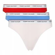 Majtki damskie - TOMMY HILFIGER STRINGI DAMSKIE MAJTKI 3P CZERWONE/NIEBIESKIE/RÓŻOWE r.L - miniaturka - grafika 1