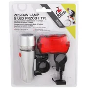 Lampki rowerowe - Zestaw lamp rowerowych 5LED przód+tył 4bike - miniaturka - grafika 1