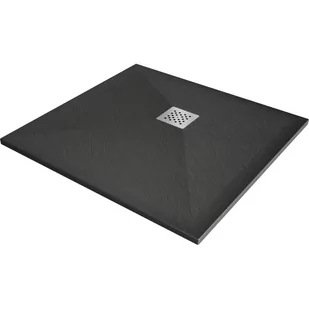 Mexen Stone+ brodzik kompozytowy kwadratowy 100 x 100 cm, antracyt - Brodziki prysznicowe - miniaturka - grafika 1