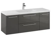 Szafki łazienkowe - Szafka Wisząca Z Umywalką RON 120 cm D - Titan Wysoki Połysk - Uchwyty Chromowane - miniaturka - grafika 1