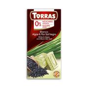 Zdrowa żywność - Torras Czekolada biała z algami i czarną solą bez cukru 75g - miniaturka - grafika 1