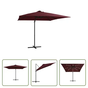 The Living Store Parasol wiszący z LED - bordowy - 250x250 cm - Parasol Wiszący - Parasole ogrodowe - miniaturka - grafika 1