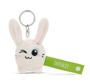 NICI 62047 breloczek do kluczy z motywem królika podziękowania 5 cm biały towarzysz do plecaka lub torby, uchwyt na klucze dla małych i dużych 62047 - Plecaki - miniaturka - grafika 1