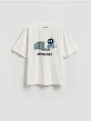 Koszulki dla chłopców - Reserved - T-shirt Astro Bot - złamana biel - miniaturka - grafika 1