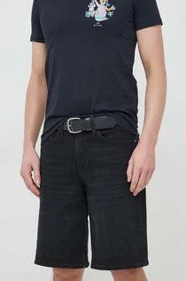 Spodenki męskie - Calvin Klein szorty jeansowe męskie kolor czarny - grafika 1