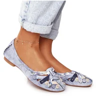 Baleriny - Damskie Skórzane Baleriny Maciejka Niebieskie 01358-45 - miniaturka - grafika 1