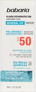 Krem do ochrony przeciwsłonecznej Babaria Sun Mineral Fotoprotector Facial Fluid SPF50 50 ml (8410412490245) - Balsamy i kremy do opalania - miniaturka - grafika 1