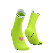 Skarpetki sportowe męskie - COMPRESSPORT Skarpetki do biegania wysokie ProRacing Socks V4 safe yellow/white - miniaturka - grafika 1