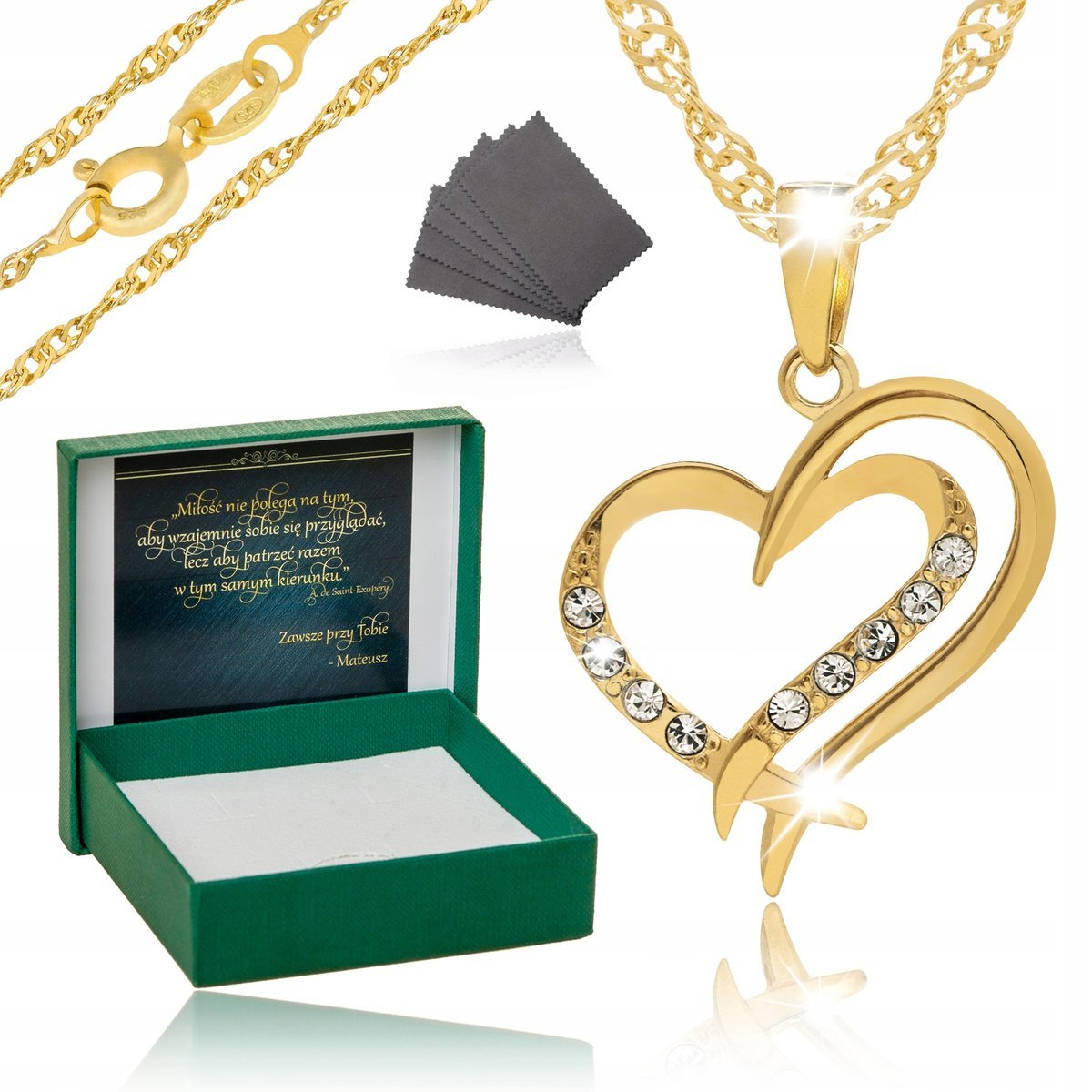 Srebrny Naszyjnik Serce Złocony Prezent Dla Mamy