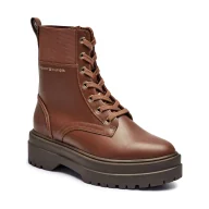 Botki damskie - Tommy Hilfiger Skórzane trapery Leather Elastic Rib Laceup - miniaturka - grafika 1