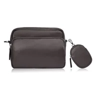 Torebki damskie - Torebka damska skórzana listonoszka z etui na drobiazgi BRĄZOWA E-34-BR - miniaturka - grafika 1