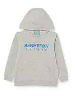 Bluzy dla chłopców - United Colors of Benetton Chłopięca bluza z kapturem, Melange Light Grey 501, 3 Miesiące - miniaturka - grafika 1