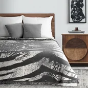 Koce - Koc bawełniany z frędzlami 220x240 cm stalowy+biały - miniaturka - grafika 1