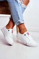 Trampki damskie - Damskie Skórzane Trampki Big Star GG274005 Biało-Czerwone - Butosklep - miniaturka - grafika 1