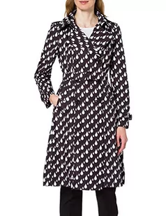 Miłość Moschino Waterproof Canvas Long Trench Coat Allover Drops Print Płaszcz Damski, Krople Bcq F Ner, 46 - Płaszcze damskie - miniaturka - grafika 1