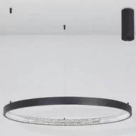 Lampy sufitowe - Luces Exclusivas Glamour LAMPA wisząca MORON LE41724 Luces Exclusivas okrąga OPRAWA metalowy ZWIS LED 50W 3000K ring z krysztakami czarny - miniaturka - grafika 1